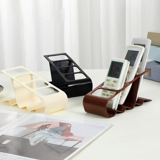 Control Holder Small Desktop Storage Rack with 4 Slots Anti-Slip Base Small