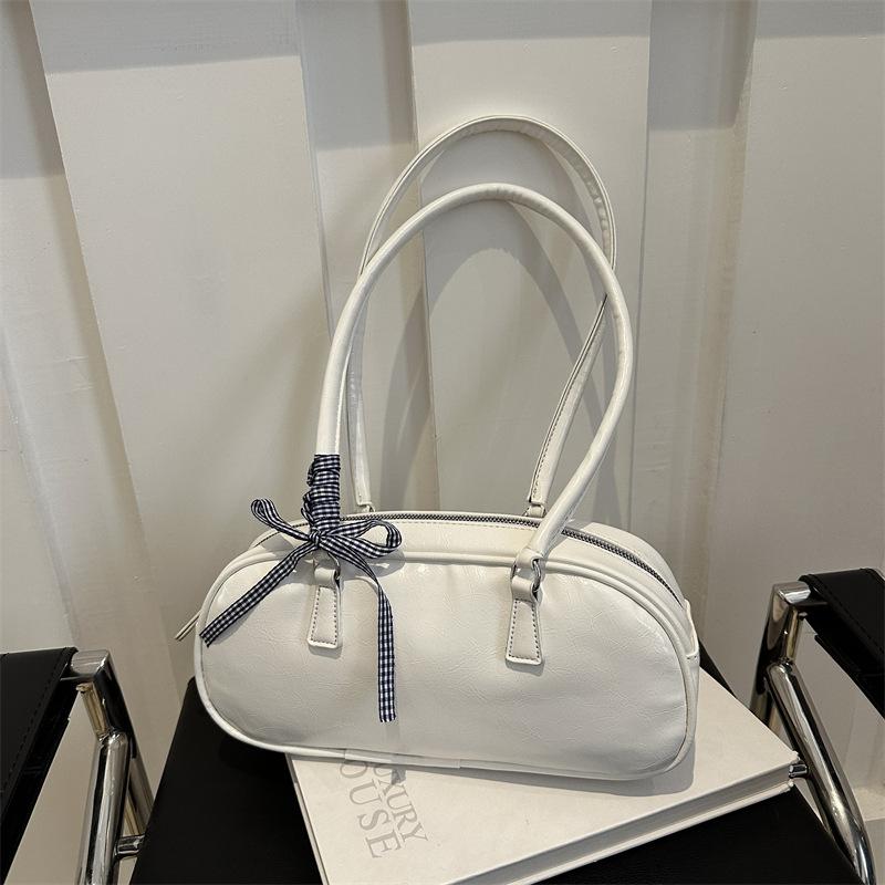 Stilvolle Und Schlichte Einfarbige Schleifenhandtasche Frühling Vielseitige Schulter- Unterarmtasche