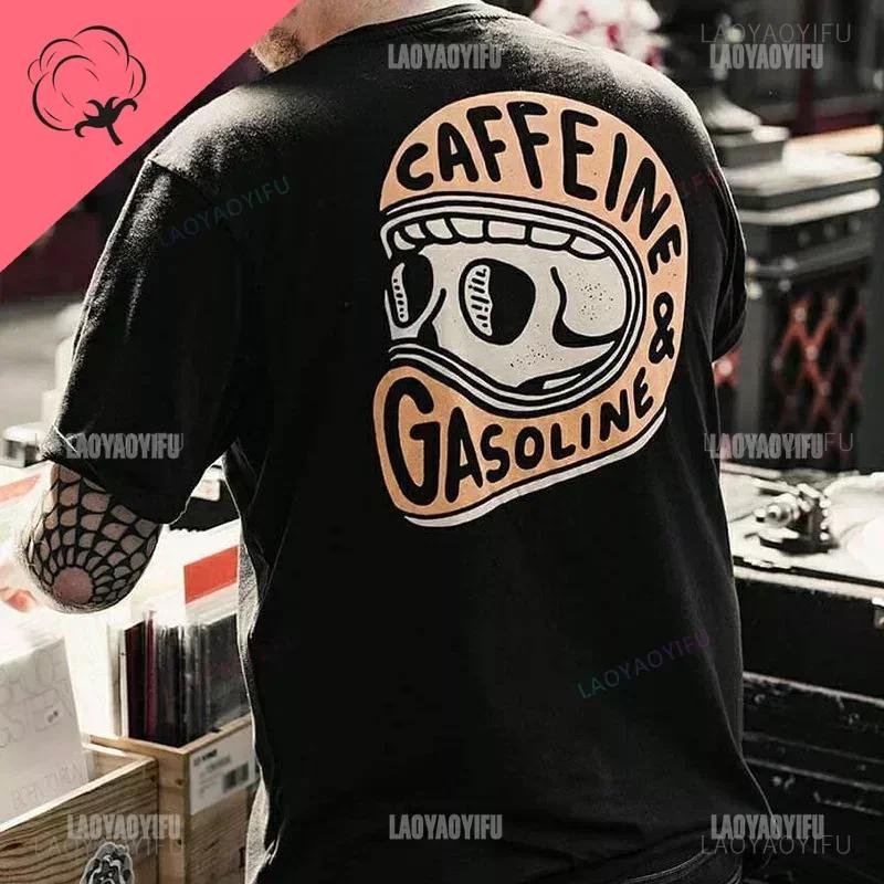 Gothic Harajuku Biker Skull Graphic Tshirts Men Fashion Trend Short Sleev Tops Dark Punk Skulls Retro T Shirt Male Oversized Tee