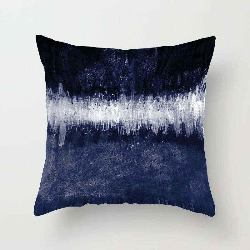 Blauer Kissenbezug aus Polyester mit geometrischem Aufdruck, für Zuhause, Wohnzimmer, Sofa, Bürostuhl, dekorativer Kissenbezug