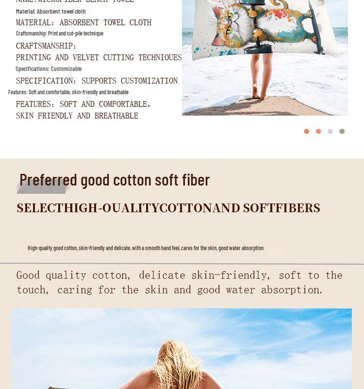 Microfiber Quick-Drying Squirrel Print Sand-Free Beach Towel and Shawl