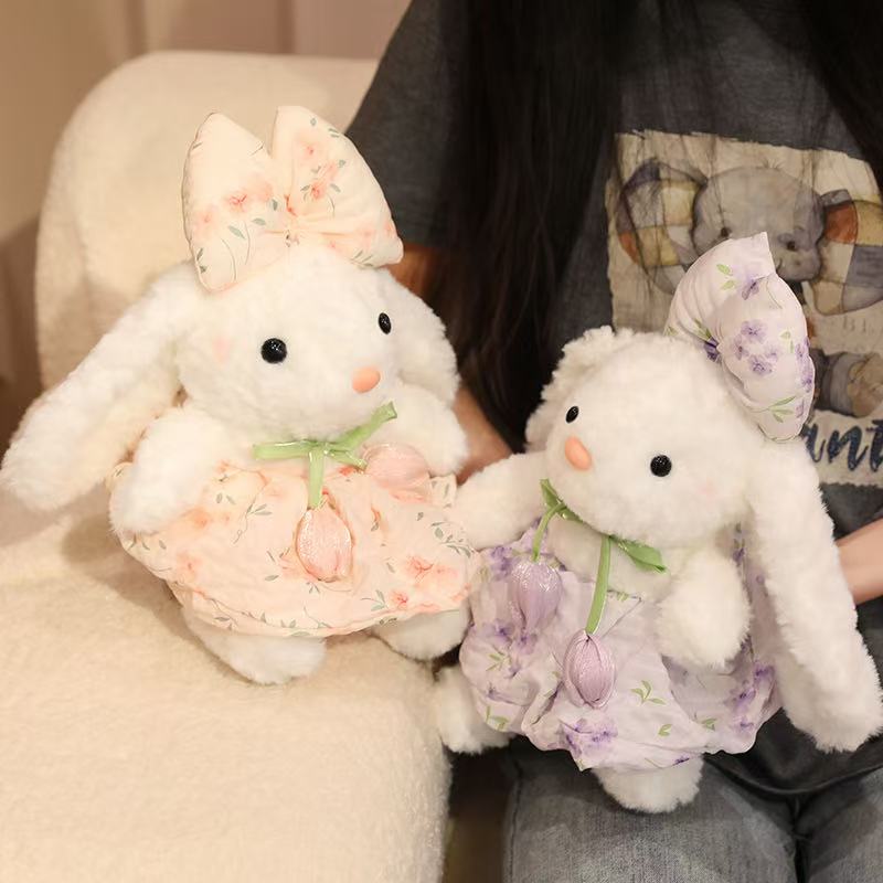 28cm New Simulated Yarn Skirt Rabbit Doll Stuffed Plush Toy Cartoon Anime Cute Pillow Gift for Children's Birthday Fun Doll