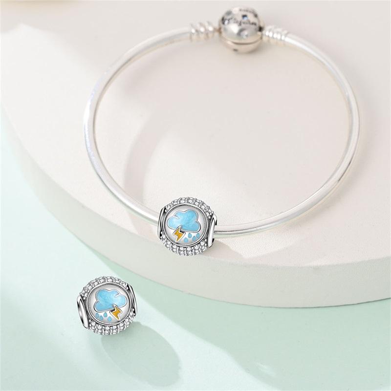 Charms Original Copper Blue Cloud Raindrops Beads Fit Bracelet Women Jewelry Diy Fine Gift Accessory