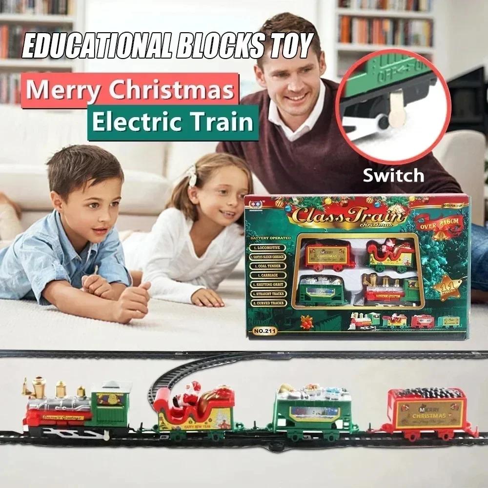 NEW Electric Train Set Mini Santa Claus Rail Car Toy Creative%% Christmas Tree Decoration Train Kids Toy Christmas Gift%%