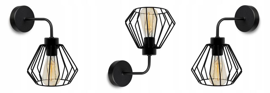 ELEGANT RETRO WALL LAMP WIRE BLACK LOFT