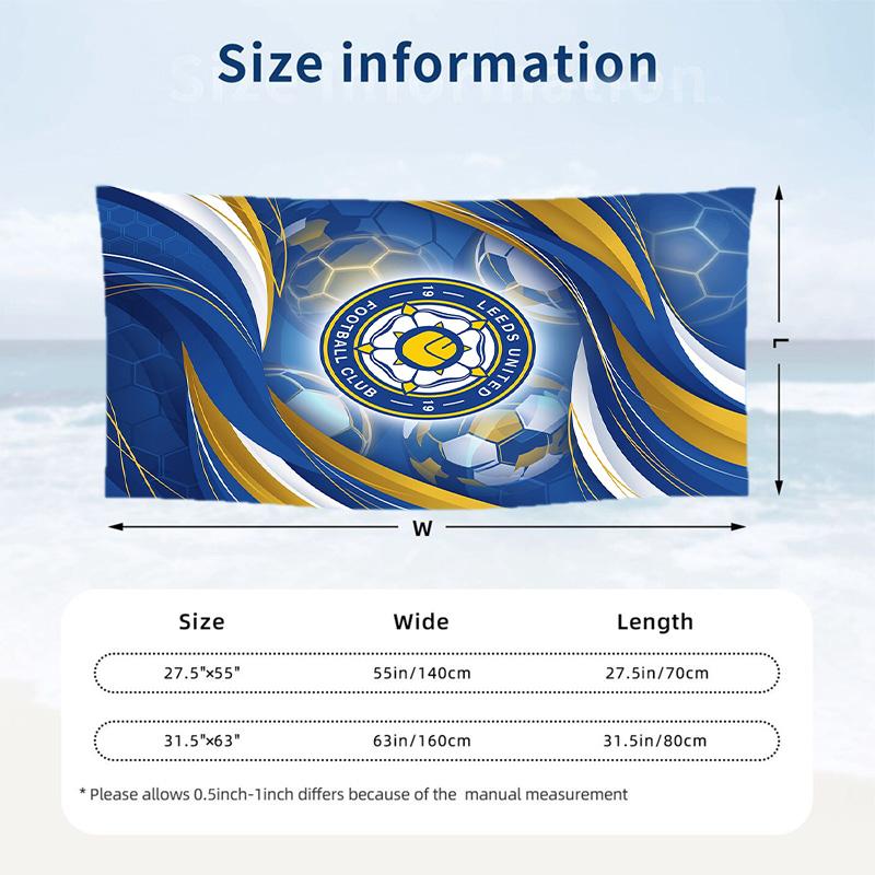 Leeds United Fußball Strandtuch Weiches Mikrofaser Sommerhandtuch Schnelltrocknendes Saugfähiges Handtuch für Strand Schwimmbad Reisen