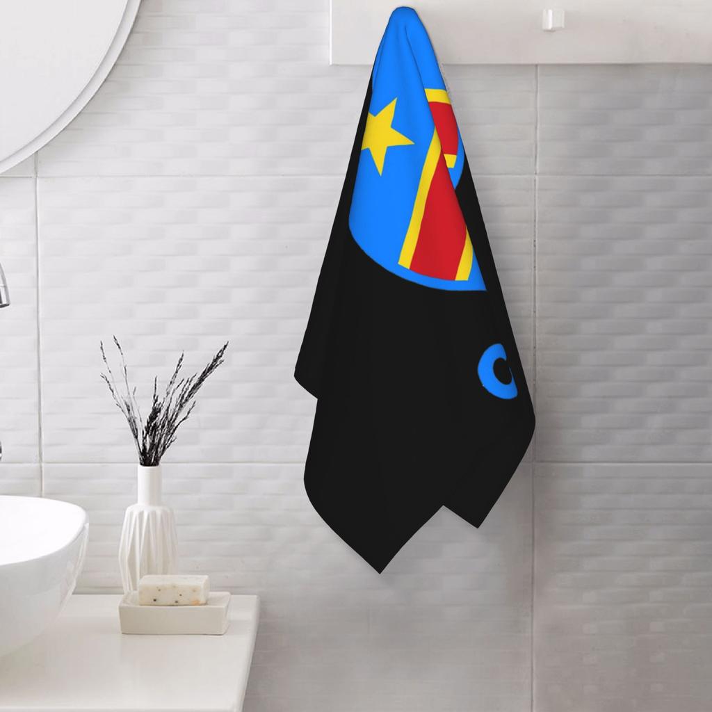 Bandiera del Congo Kinshasa Bandiera dello Zaire Asciugamano Viso Morbido Asciugatura Rapida Piscina Bagno Asciugamani in Cotone Traspiranti