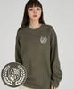 ASTRAL PROJECTION Shield Emblem Round Neck 13-Count Cotton Long Sleeve T-Shirt_Khaki