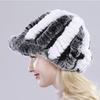 Lady Real Rex Rabbit Fur Hat Winter Knitted Natural Rex Rabbit Fur Caps Russia Women Warm Real Fur Beanies Hats