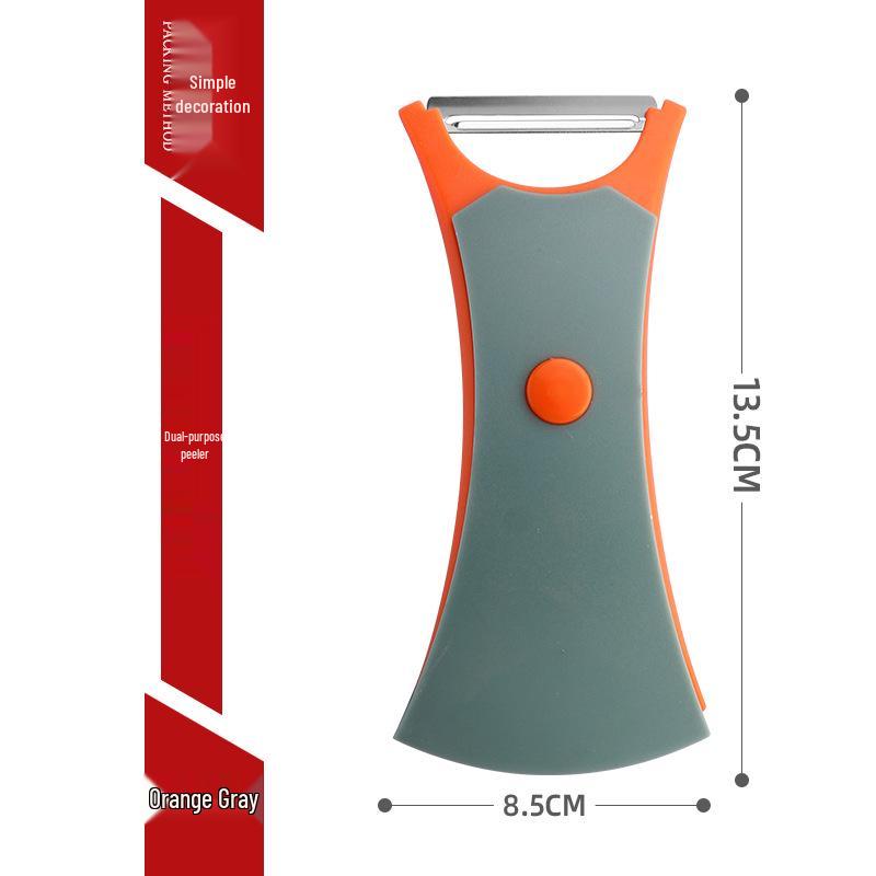 2-in-1 Multifunctional Fruit & Vegetable Peeler with Scalloped Blade and Rotating Storage