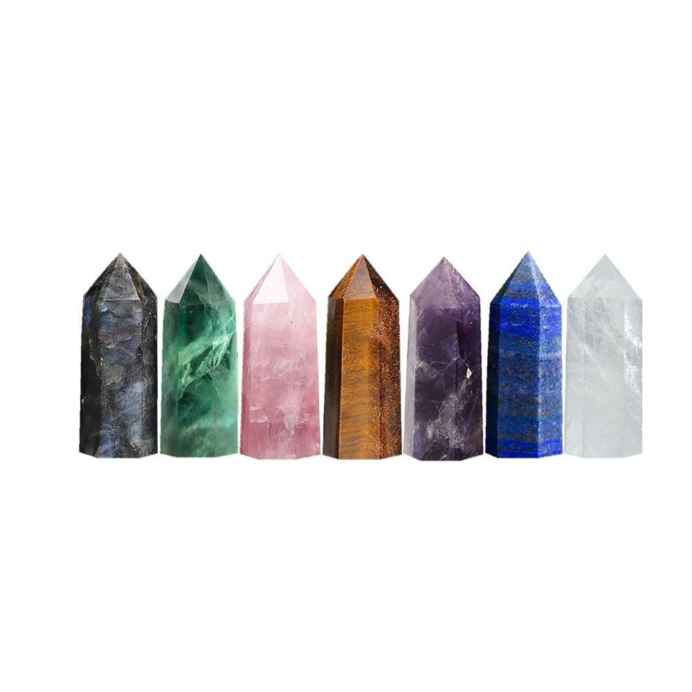Natural Stone And Crystals Point Wand 7Pcs Set Reiki Healing Stone Rose Quartz Amethyst Mineral Stones Crystal Crafts Home Decor