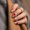 Autumn Nail Decals Maple Leaf Stickers Self-Adhesive Fall Leaves Decals Decorations Women Embossed Manicure Stickers for Home and Salon Use