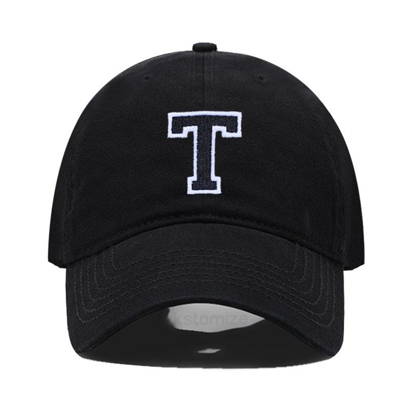 Initial Letter A-Z Black Baseball Cap For Men Womne High Quality Soft Cotton Embroider Fashion Team Sport Visors Snapback Caps