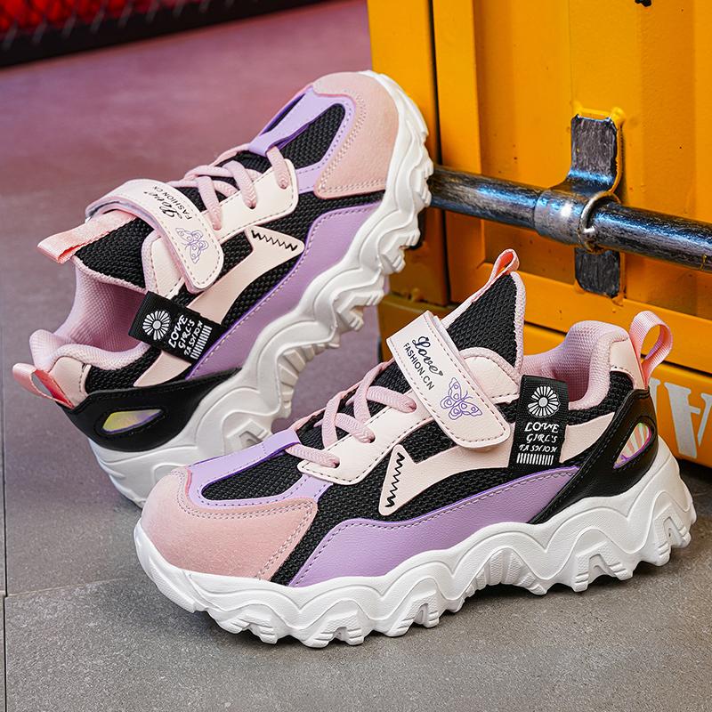 

Детская мода Четыре сезона Дышащая Повседневная обувь Детские Беговые сандалии Студенческие Девочки Трендовые Удобные Кроссовки для спортзала 28 розовый/чёрный