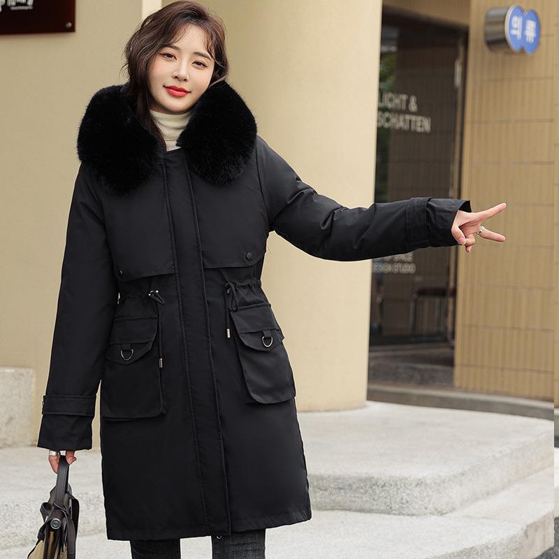 Neue Daunen-Baumwollwattierte Jacke Damen Lang Koreanische Version Lockerer Baumwollwattierter Mantel Winter Verdickung Zum Überstehen des Mantels.