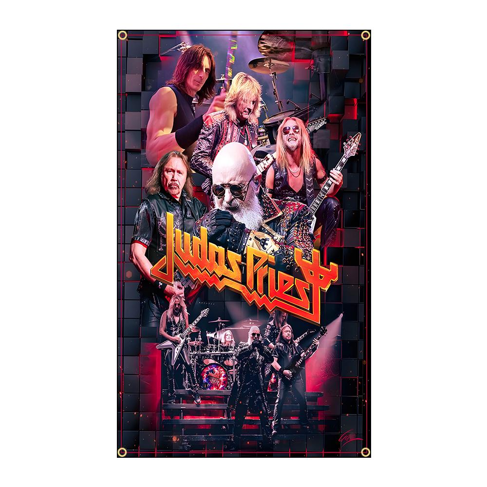J-Judas P-Priest Heavy Rock Band Flags Polyester Digital Printing Banner for Bedroom Wall Art Out Door Tapestry Decoration