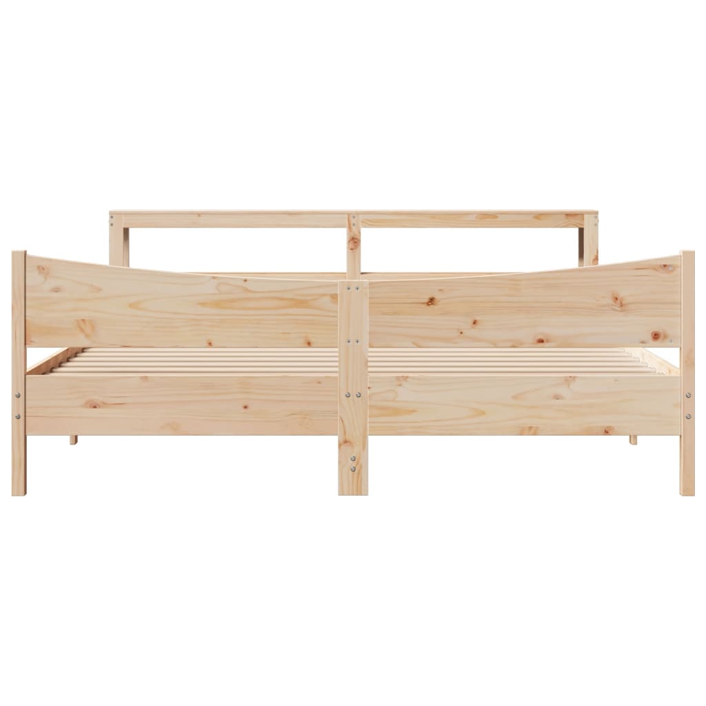Solid Wood Bed with Headboard 180 X 200 Cm Pine