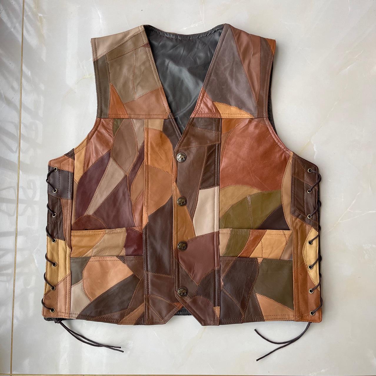 

European and American locomotive vests, cycling vests, leather free splicing vests, men s leather vests, four-season models S