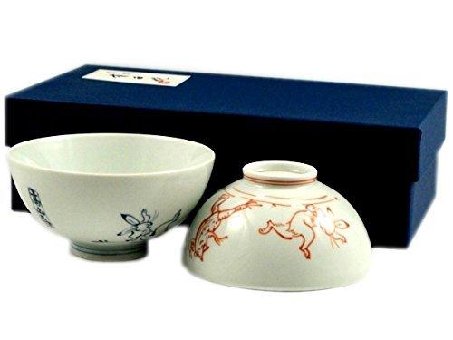 Arita Hasami ware, Korin kiln, Kozanji Temple (Chōjū-giga scrolls), pair of tea bowls (husband and wife tea bowls)