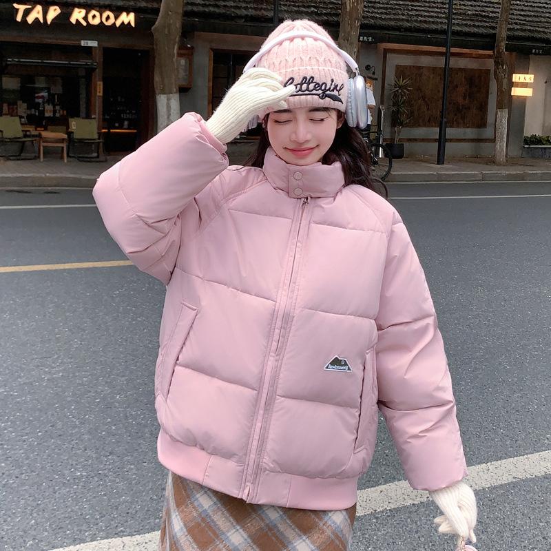 

Осень и зима 2025 новая модная темпераментная хлопковая одежда и хлопковая одежда универсальные хлопковые куртки со стойкой воротником женские короткие куртки XXXL розовый