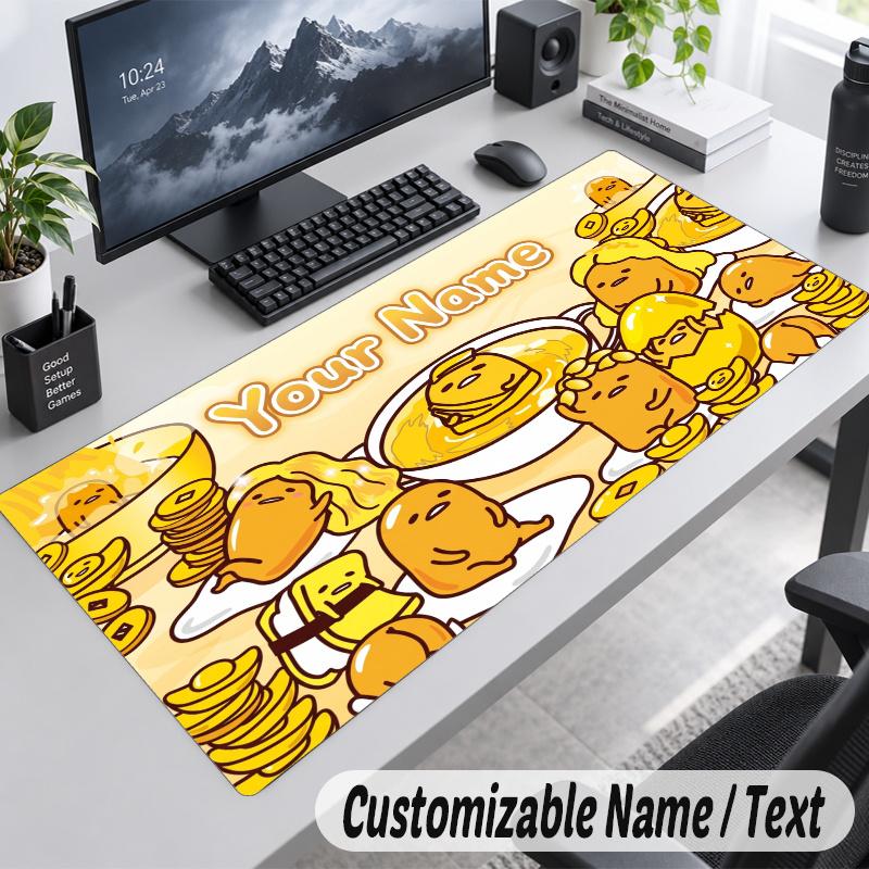 Gudetama Personalized Large Mouse Pad Custom Name Text Extended Desk Mat Gaming Mousepad