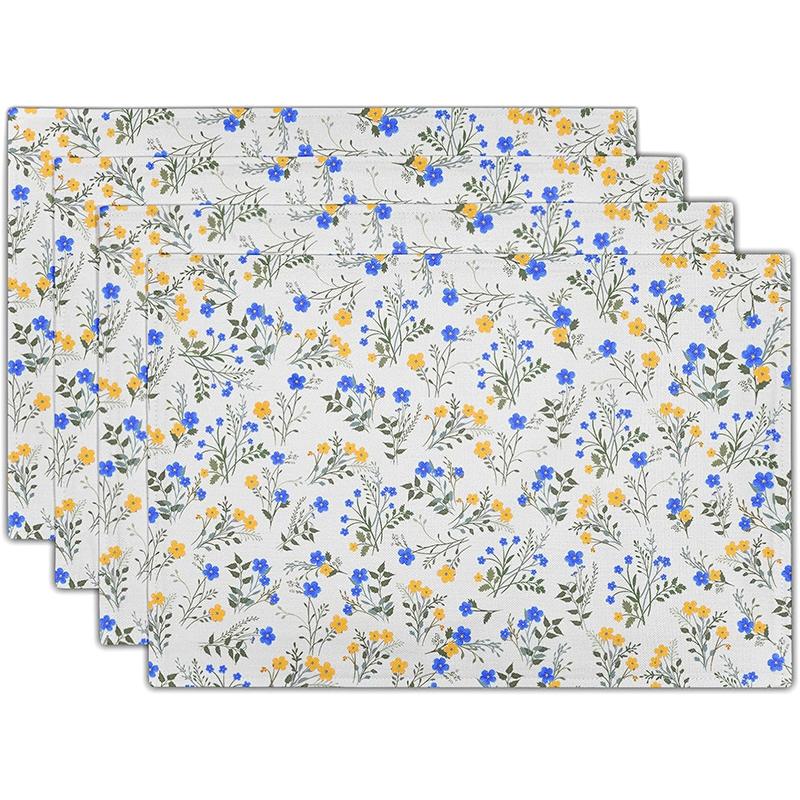Vintage Floral Placemats Rustic Farmhouse Table Decor Non-Slip Heat Resistant Tableware Mat Spring Summer Home Decor Dinner Mat
