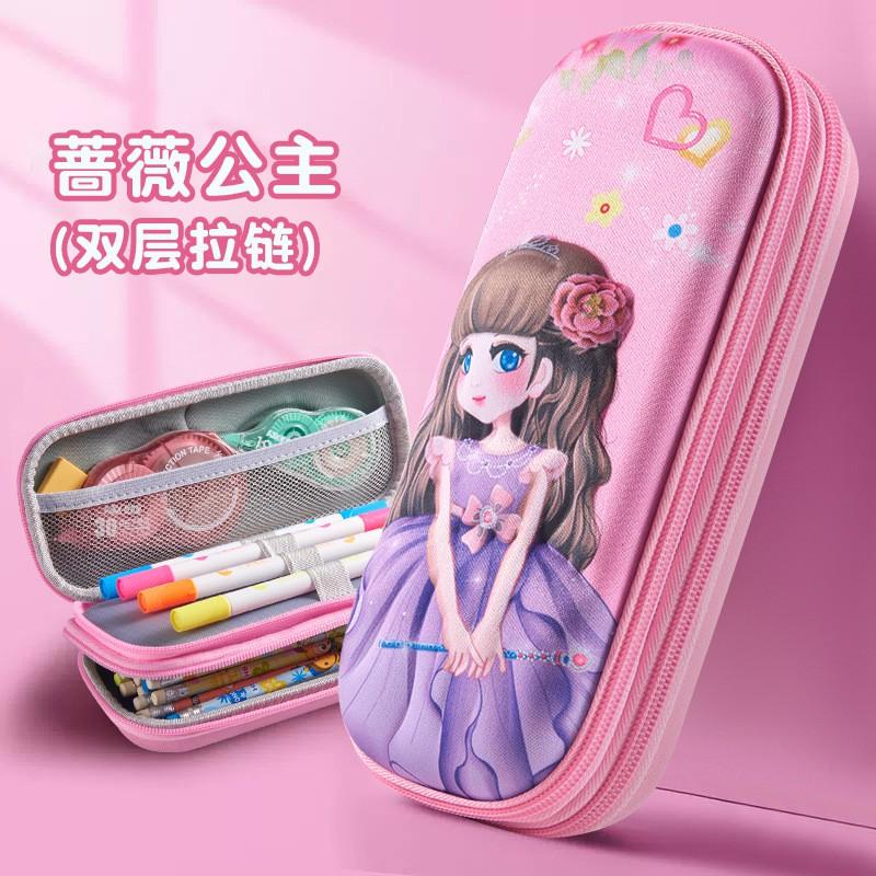 3D Cartoon Pencil Case Kids Students Large Capacity Double Zipper Stationery Bag Unisex School