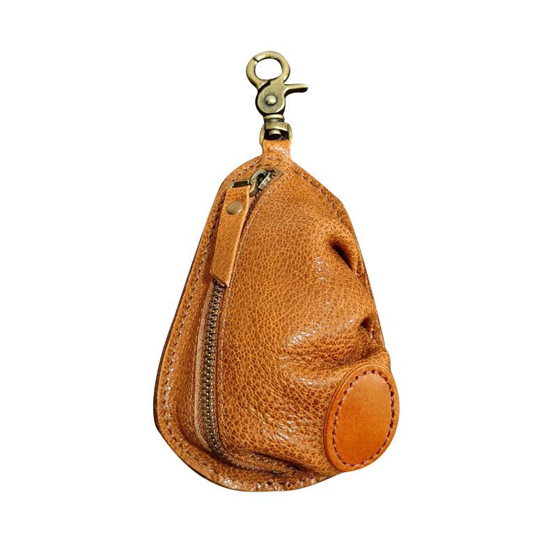 Taillenhängende große Kapazität Reißverschluss Retro Leder Handgemacht Münz- Koreanischer Ins Multifunktional Reines Rindsleder Autoschlüssel Tasche