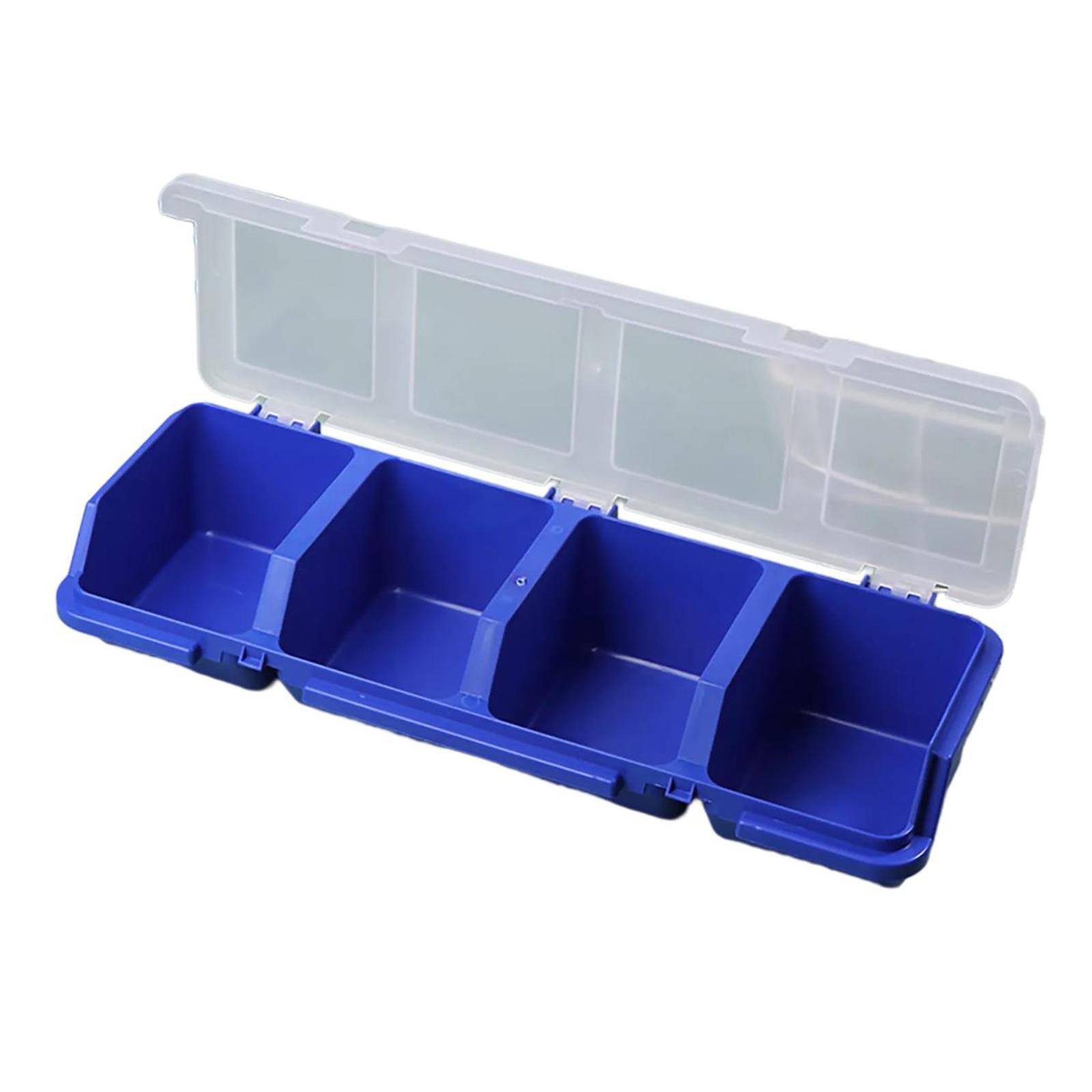 Plastic Screw Organizer Box with 4 Compartment Tool Part Container Bin Display Storage Case for Screws & Small Parts