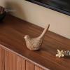 Resin Bird Ornaments Ornaments, Retro Wood Color Figurine, Handmade Carved Unique Home Accessories Decorative Statue for Country Farmhouse Tabletop
