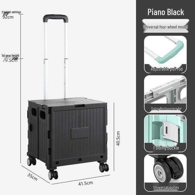 Younai Lightweight Portable Folding Shopping Cart with Trailer Trolley for Home Use