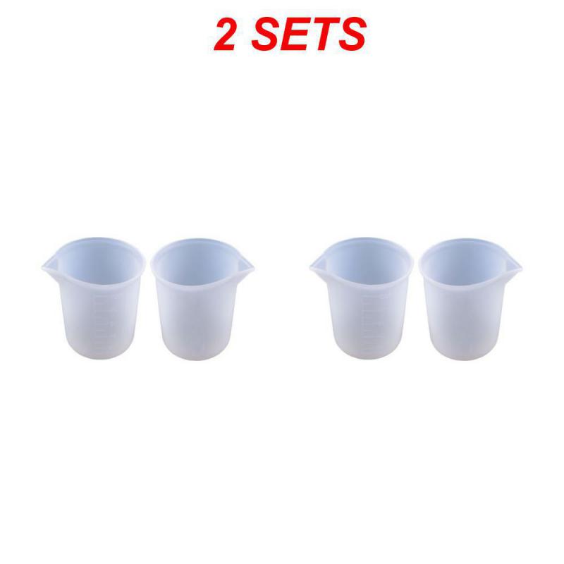 100ML Silicone Measuring Cup Graduated Beaker Epoxy Resin Glue Tools Reused Silicone Round Stirring Rod Measuring Tools
