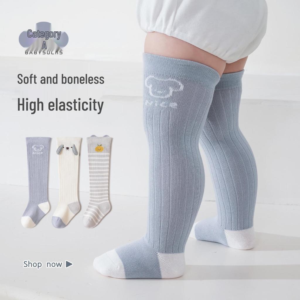 Infant Knee-High Cartoon Socks: Pure Class A Cotton, Non-Binding, Perfect for Spring, Autumn & Winter