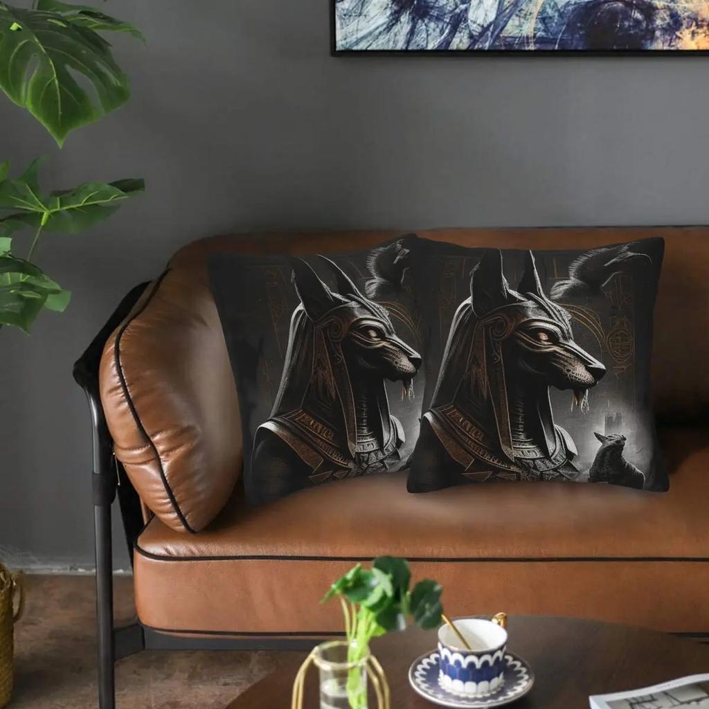 Ancient Egypt God Anubis Egyptian Pharaoh 2 Pcs Square Pillowcase Pillow Cover Cushion Decor Comfort Throw Pillow For Home Sofa