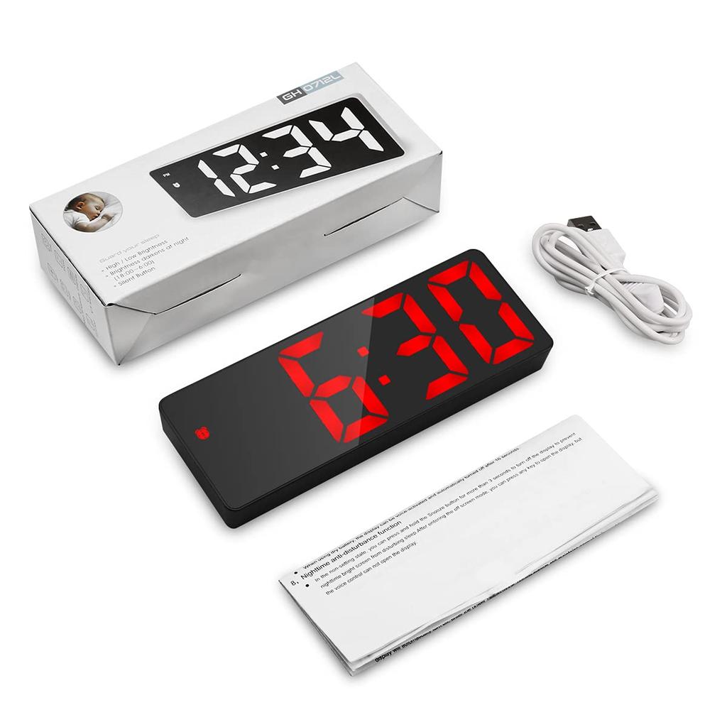 Digital LED Clock, Alarm Clock, Table Clock, Desk Clock, Temperature Display, Calendar Display, Brightness Adjustment, Dimmable, Large Screen, Alarm