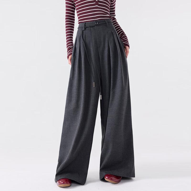 FivePlus Women's Loose Draped Wide-Leg Cropped Pants