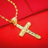 Vintage Gold Sand Cross Pendant Necklace for Men & Women - Copper Imitation Gold, Perfect for Couples, New Trendy Accessory