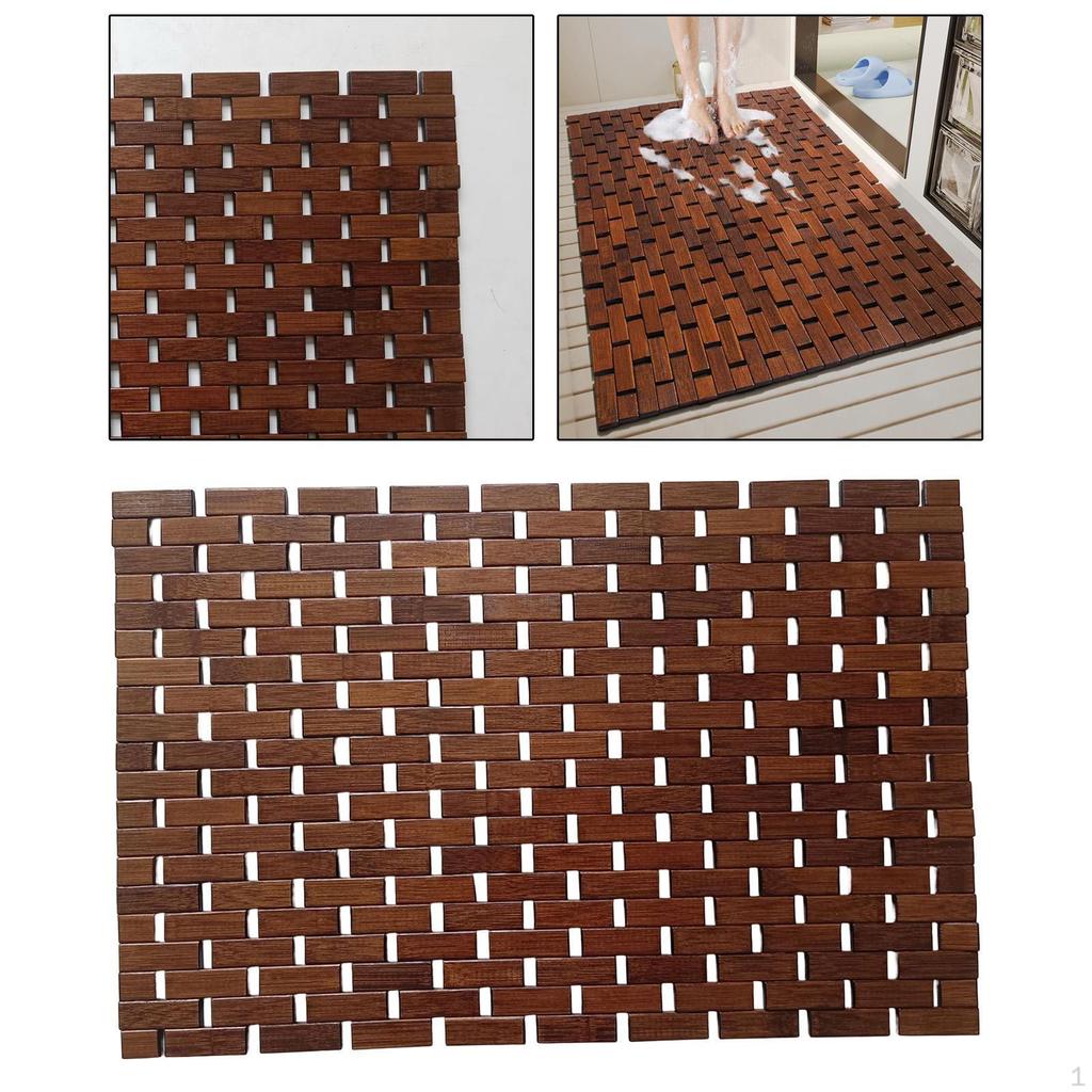 Bamboo Bath Mat Bathroom Rug Sturdy Multifunctional Non Slip Toilet Doormat Shower Pad for Bathrooms