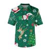 Men's Short Sleeve Button Lapel Christmas Prints Chest Pocket Dry-nurse Top