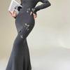 Butterfly Dream Woven Sequin Slim-Fit Mermaid Dress - Women's French Style Knit for Spring/Autumn