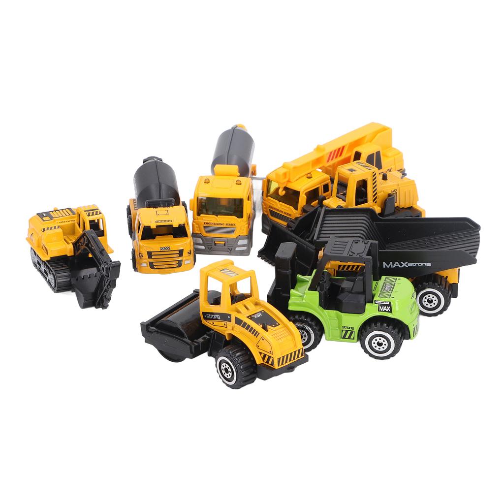 8 Stück 1:60 Maßstab Baufahrzeuge Spielzeugset Lebensechte Kunststofflegierung Rückziehmotoren Modell Pädagogisch