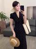 Elegant French-Style V-Neck Slim Fit Women's Summer Dress
