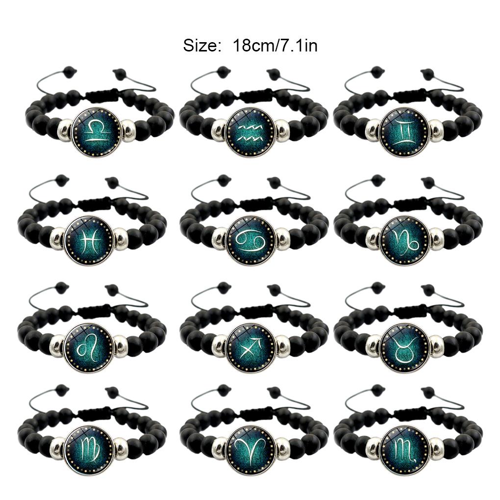 Brilliant Gift Black Beaded Bracelet Show Thoughtfulness With Zodiac Signs Horoscope Astrology Bracelets Adjustable, 3