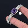 Wedding Gift For Her 925 Silver Natural Star Amethyst Gemstone Bangle Adjustable