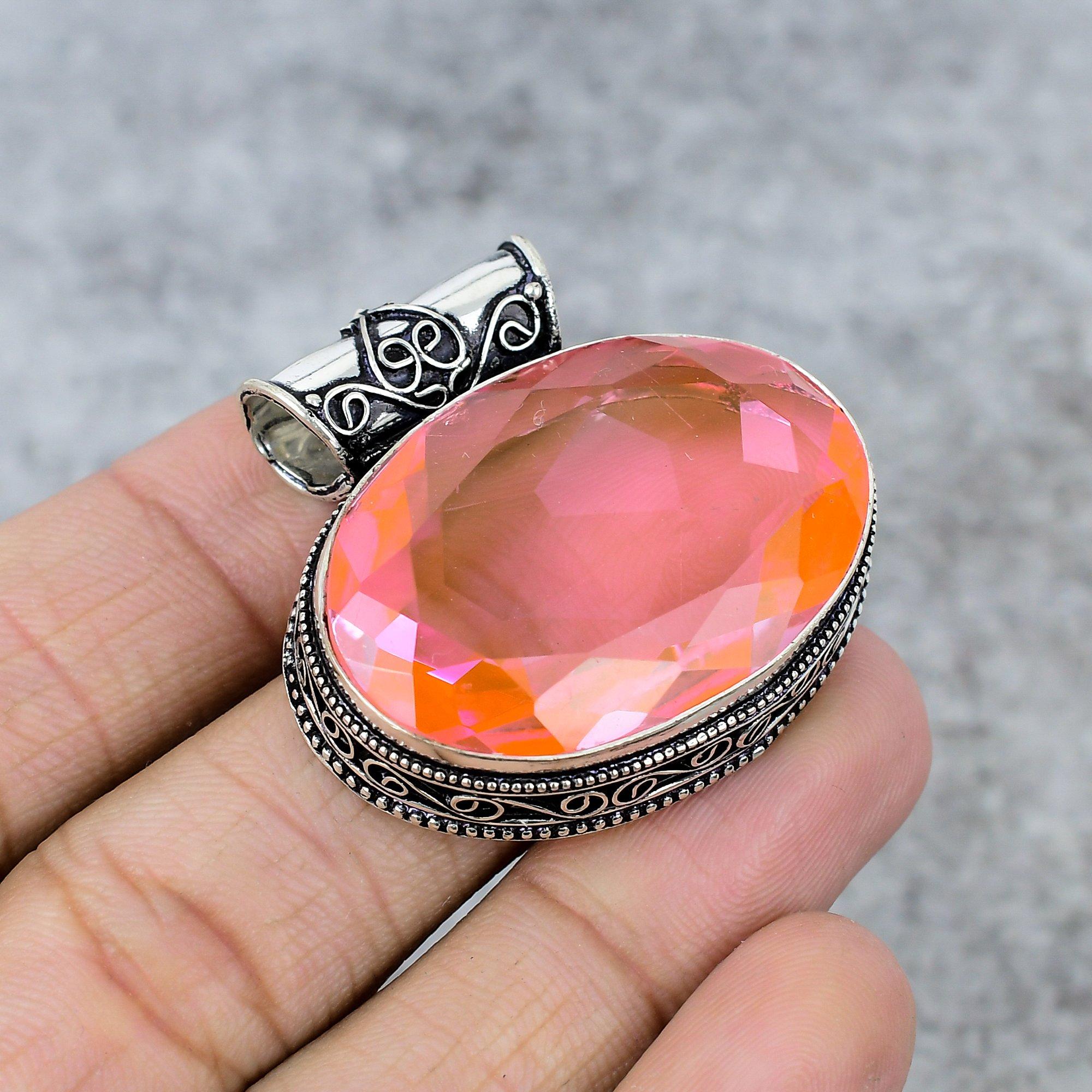 

Pink Kunzite Gemstone Handmade 925 Steling Silver Jewelry Pendant 1.38 M-245