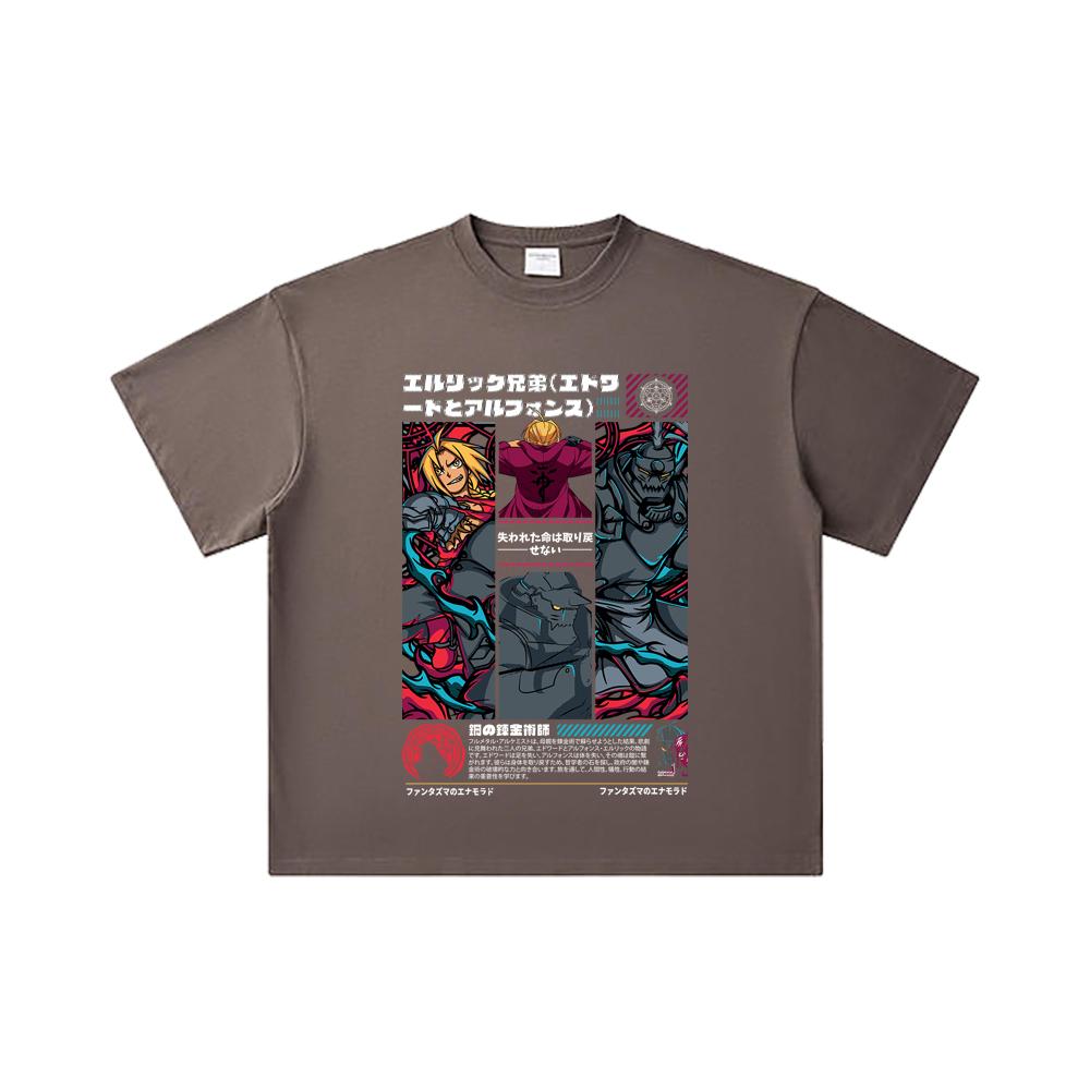 260 GSM Double Yarn 32 Count 100% Cotton Fullmetal Alchemist V3 Print Unisex Heavy Cotton T Shirt… More