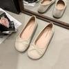 Spring and summer 2025 new bow suede shallow mouth single shoes round head comfortable soft sole not tired feet Doudou women's shoes