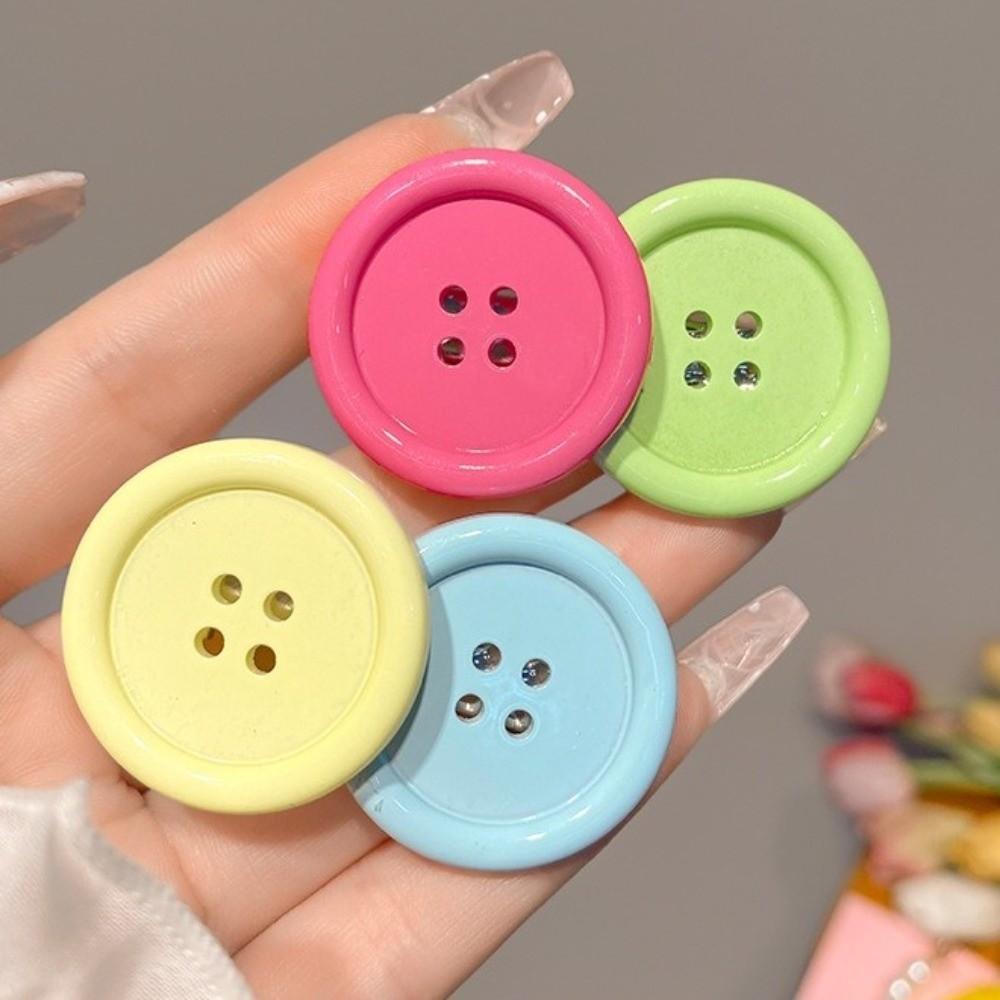 2 Stück Ovales Design Knopfform Haarspangen Rutschfest Niedliche Spangen Mode Süße Farbe Haarspange Schule