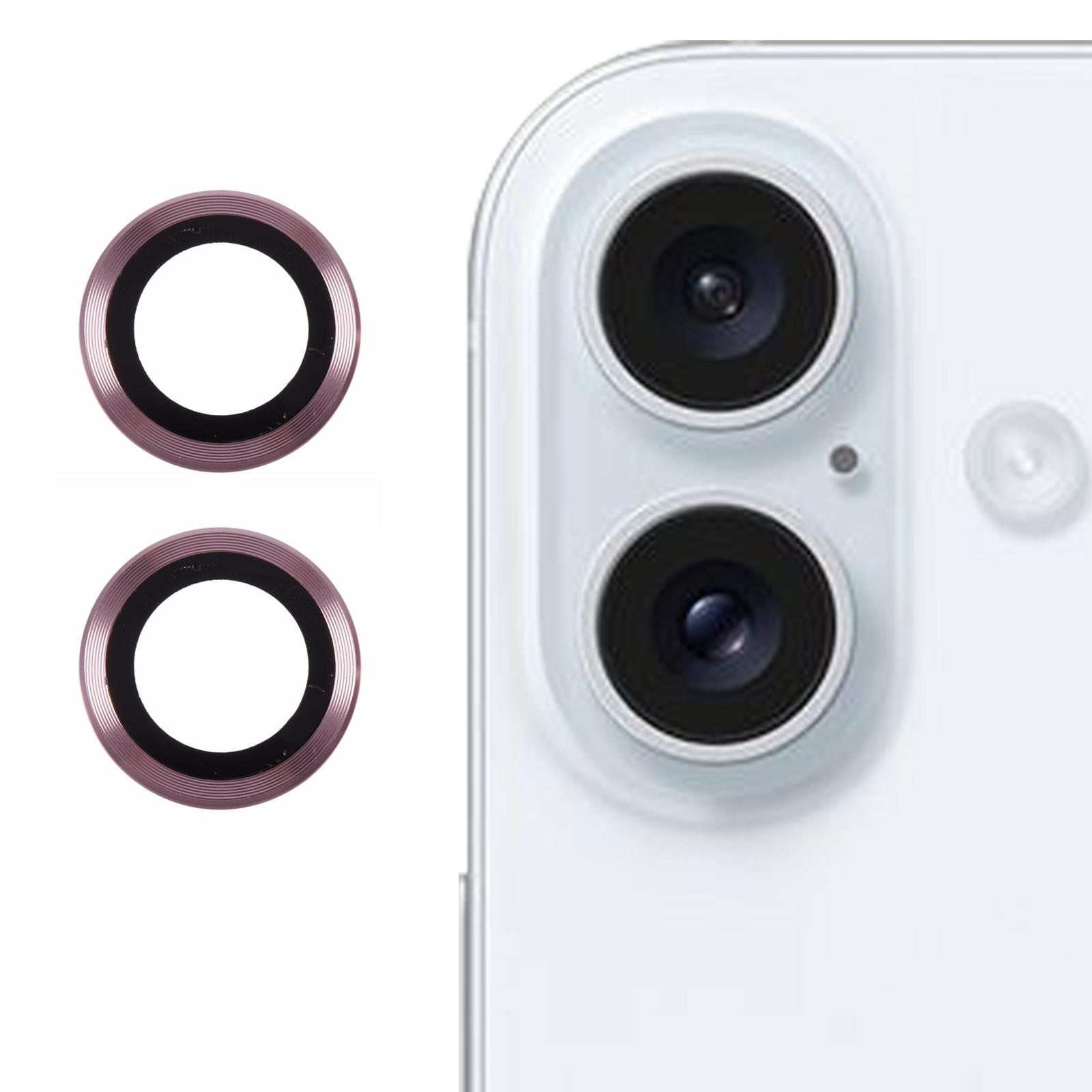 

Для iPhone 16/16 Plus Захист об єктива камери CD veins Металеве кільце Плівка із загартованого скла Pink