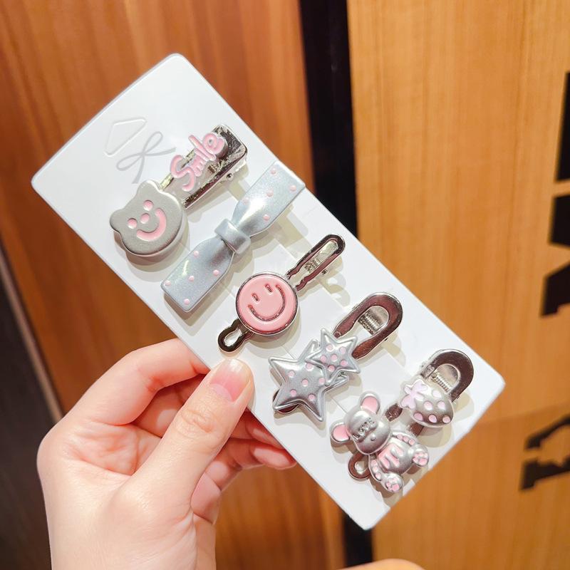 Pink 50-Piece Cute Hair Clip Set: Sweet Girly Japanese Cartoon Bangs Accessories